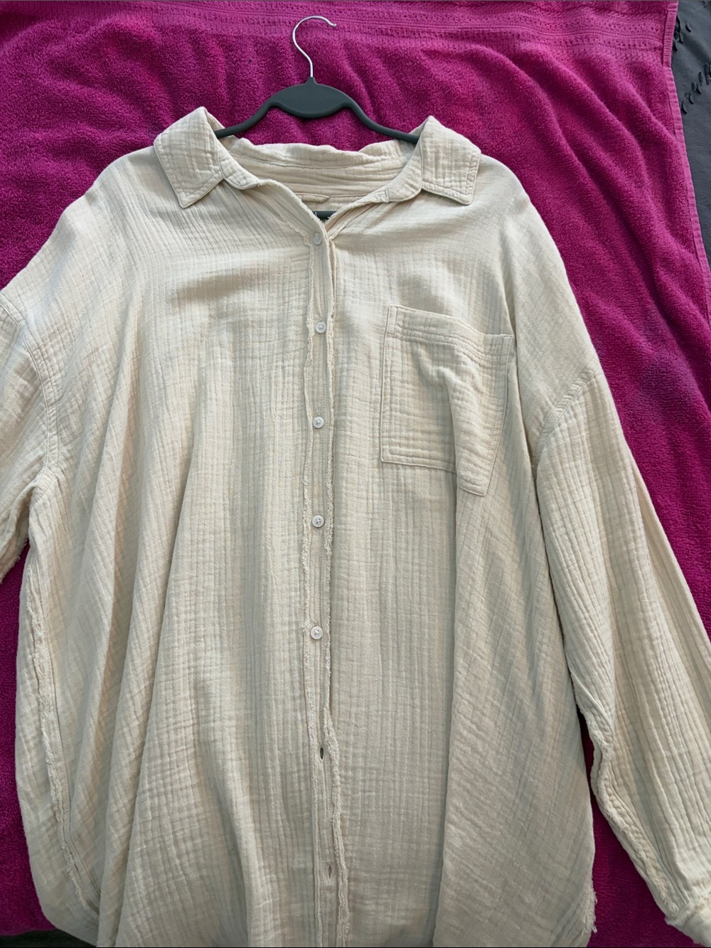 aerie Cream Lightweight Button-Up Shirt Jacket